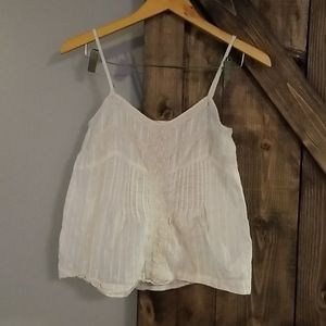 Ella Moss Cream Pleated Cami w/ Lace Insets
